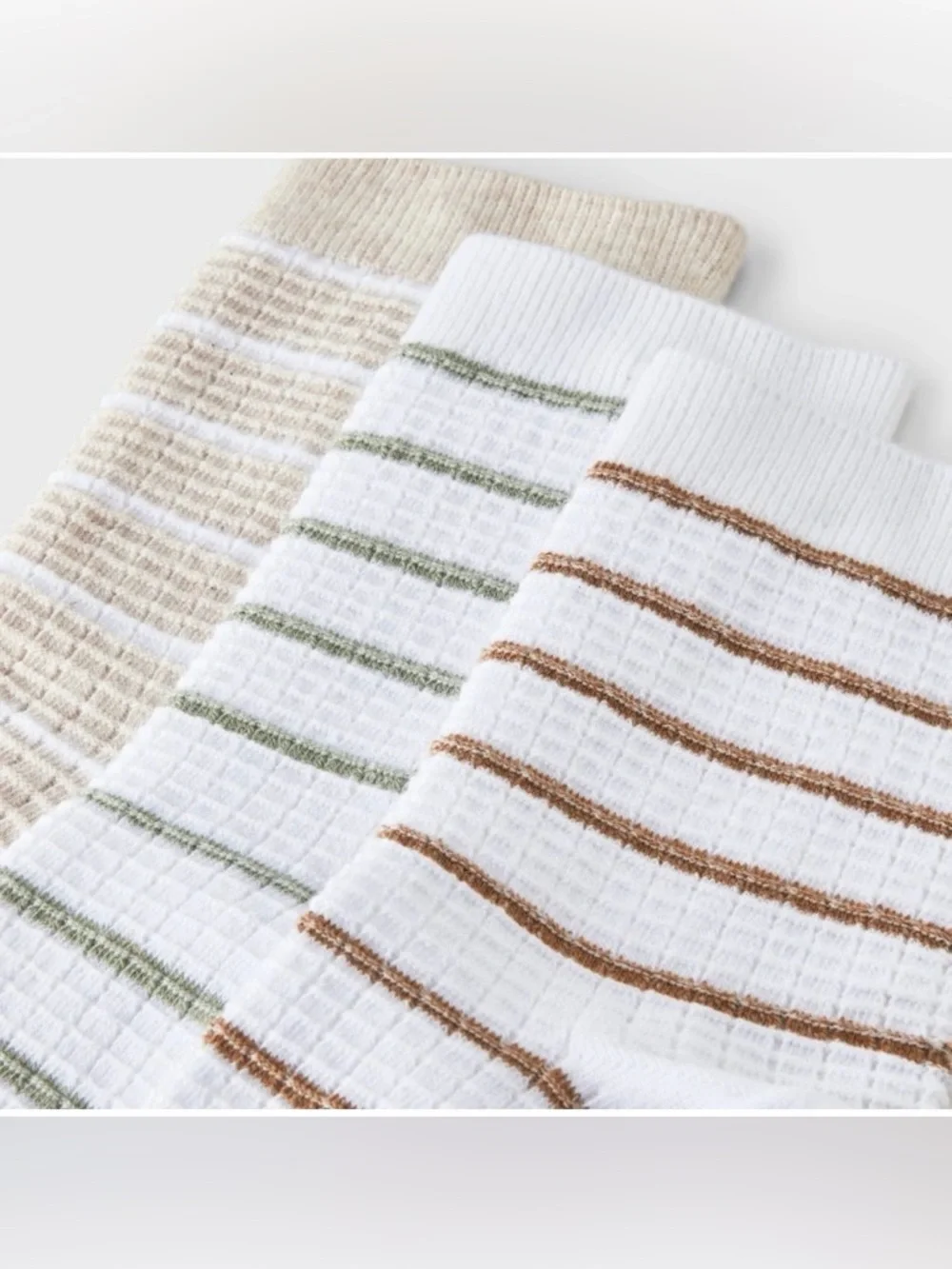 Auden Striped Waffle Textured Mid Crew Socks 3 Pairs